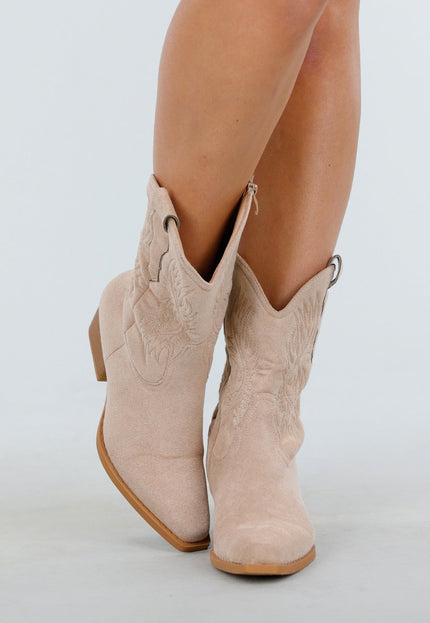 NEW011025 Beige Suède Cowboylaarzen