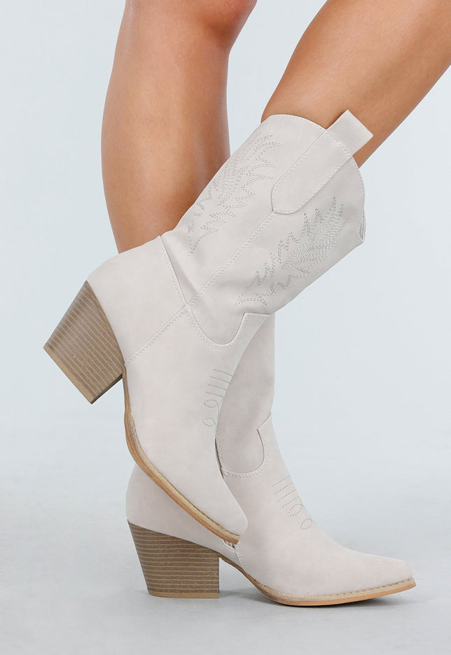 NEW011025 Beige Suède Look Cowboylaarzen