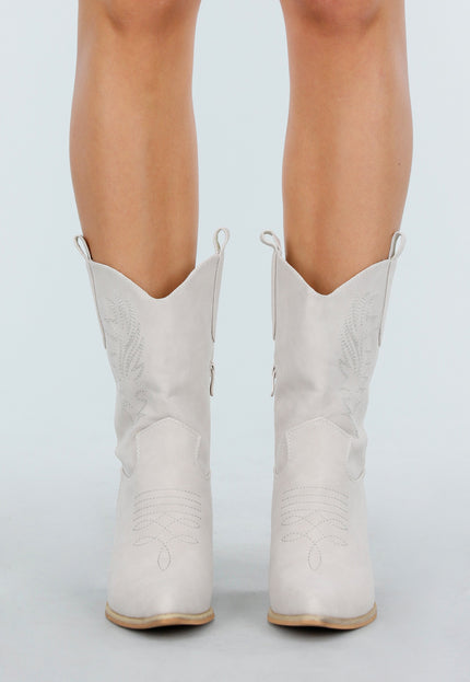 NEW011025 Beige Suède Look Cowboylaarzen