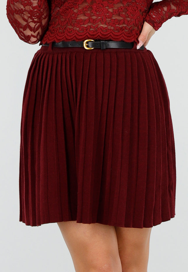 NEW011025 Bordeaux Plissé Rok