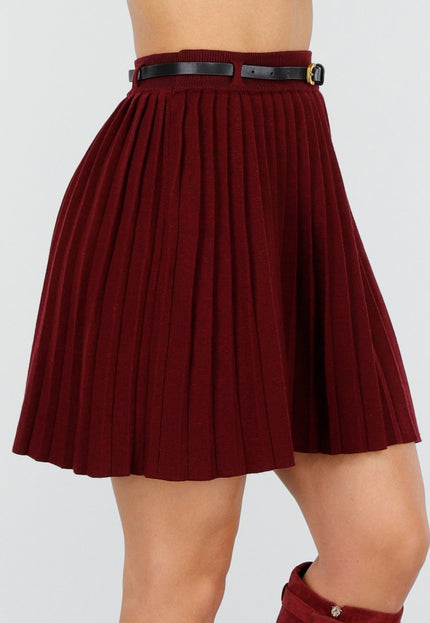 NEW011025 Bordeaux Plissé Rok