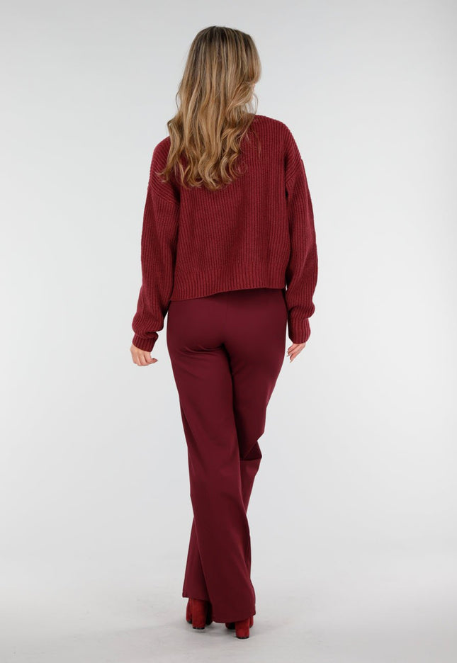 OP=OP.48.NL Bordeauxrode Gebreid Vest