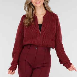 OP=OP.48.NL Bordeauxrode Gebreid Vest