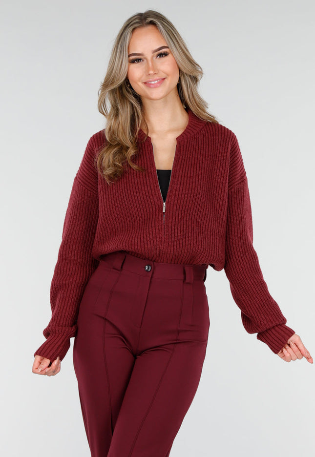 OP=OP.48.NL Bordeauxrode Gebreid Vest