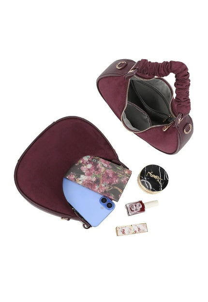 OP=OP.07.NL Bordeauxrode Halve Maan Handtas