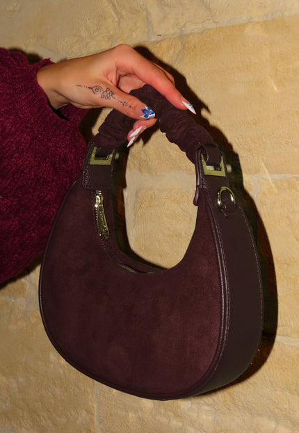 OP=OP.07.NL Bordeauxrode Halve Maan Handtas