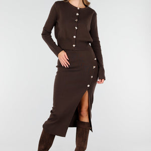 NEW011025 Bruin Setje met Rok en Vest