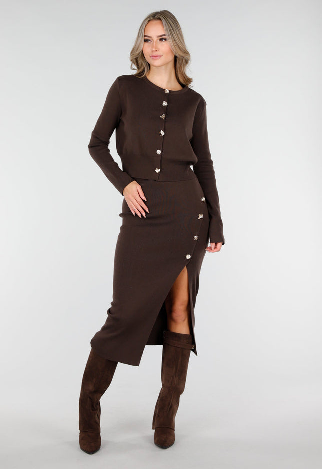 NEW011025 Bruin Setje met Rok en Vest