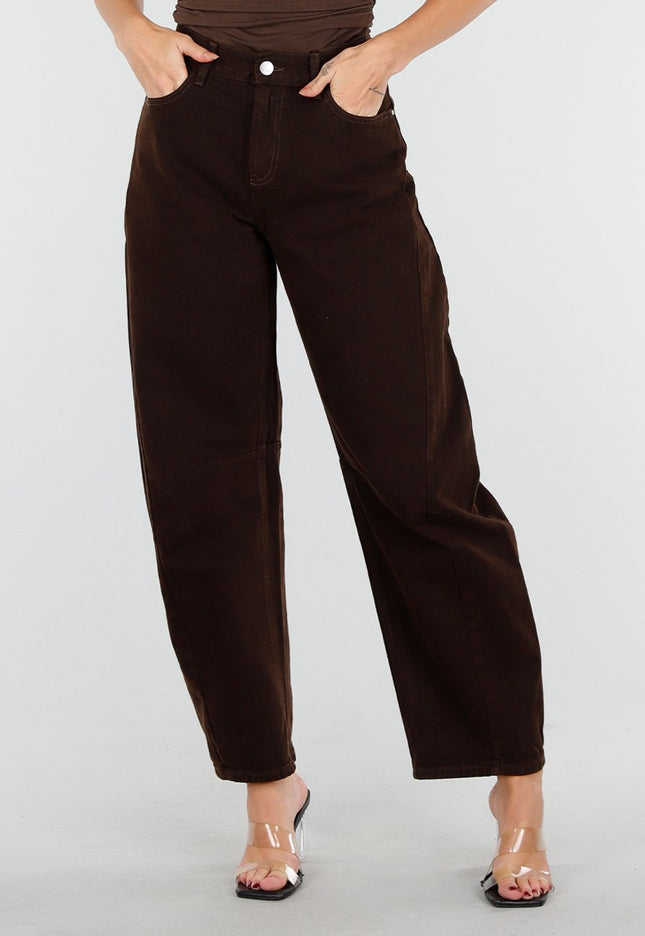 OP=OP.46.NL Bruine Loose Fit Barrel Jeans