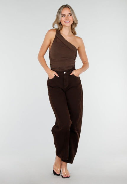 OP=OP.46.NL Bruine Loose Fit Barrel Jeans