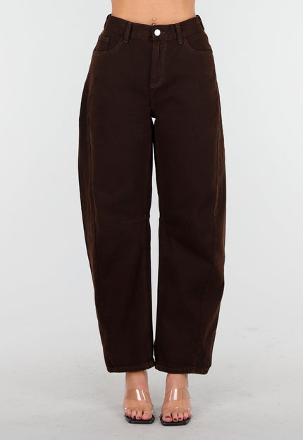 OP=OP.46.NL Bruine Loose Fit Barrel Jeans