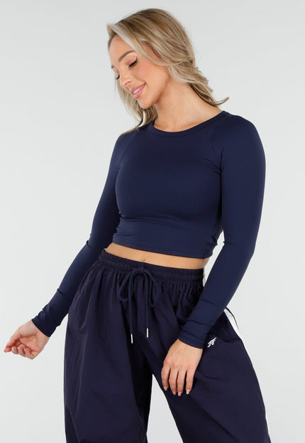 NEW011025 Donkerblauwe Crop Top