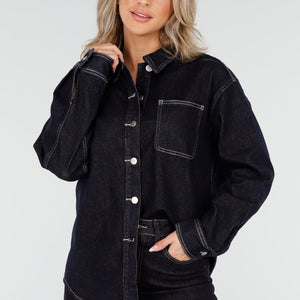 Redial Jeans Donkerblauwe Denim Blouse