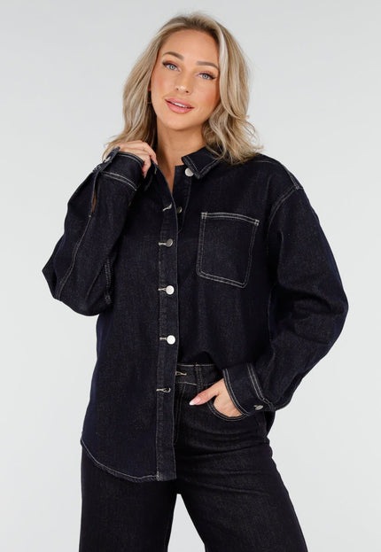 Redial Jeans Donkerblauwe Denim Blouse