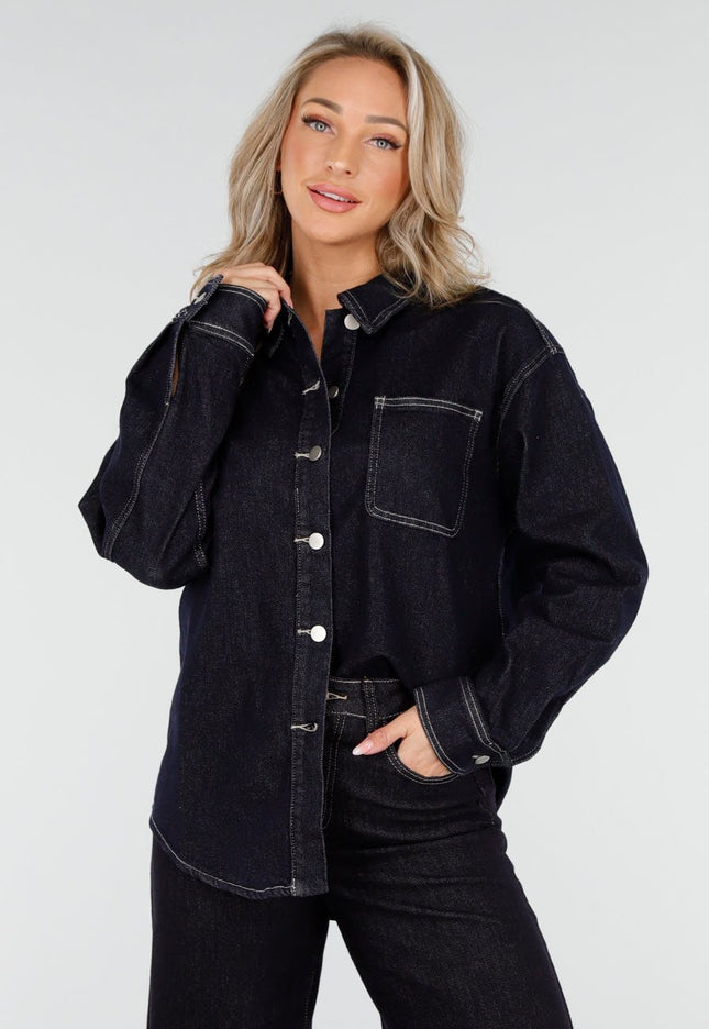 Redial Jeans Donkerblauwe Denim Blouse