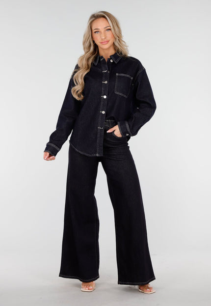 Redial Jeans Donkerblauwe Denim Blouse