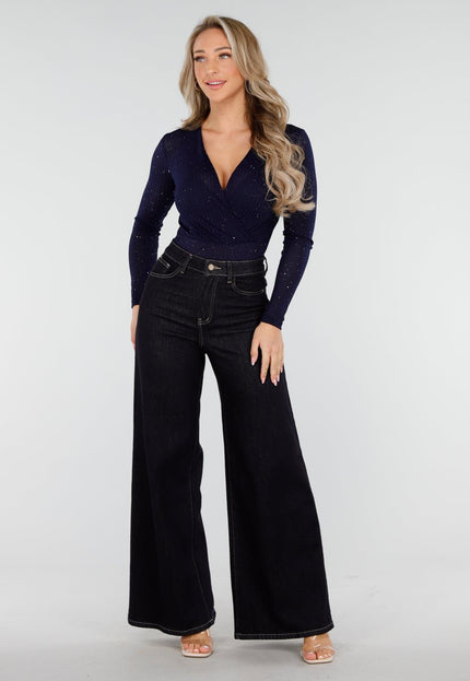 Donkerblauwe Glitter Bodysuit