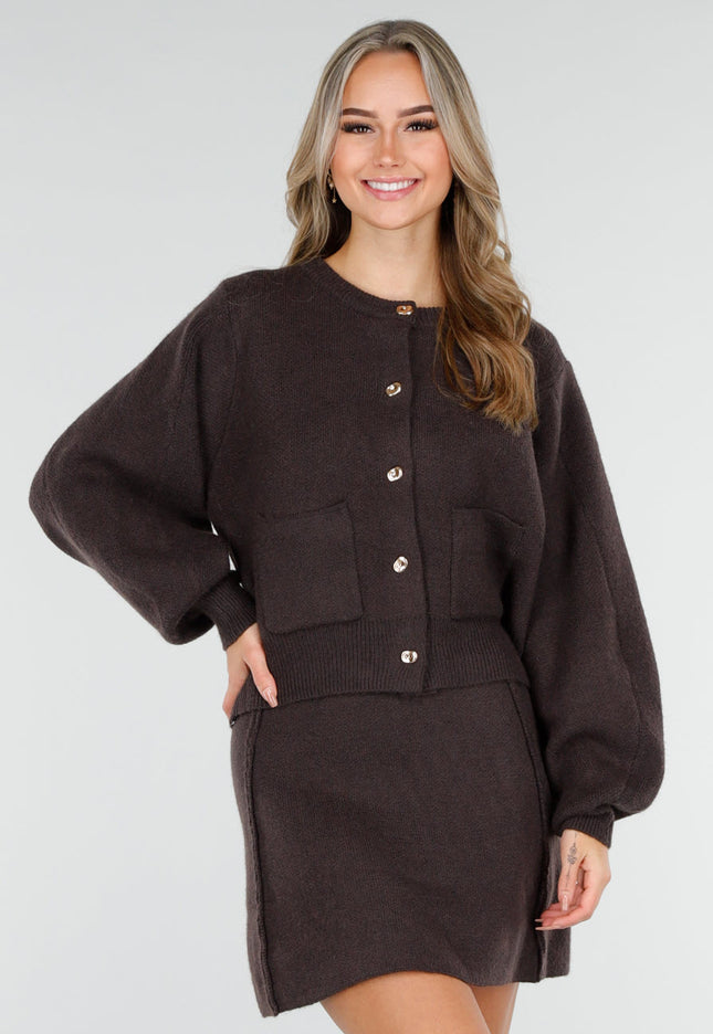 NEW011025 Donkerbruin Setje met Rok