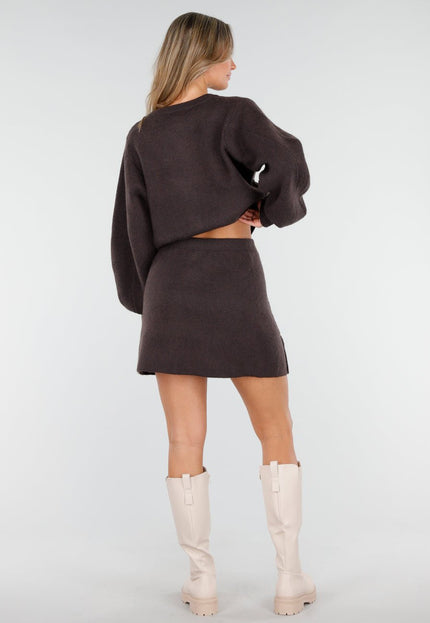 NEW011025 Donkerbruin Setje met Rok