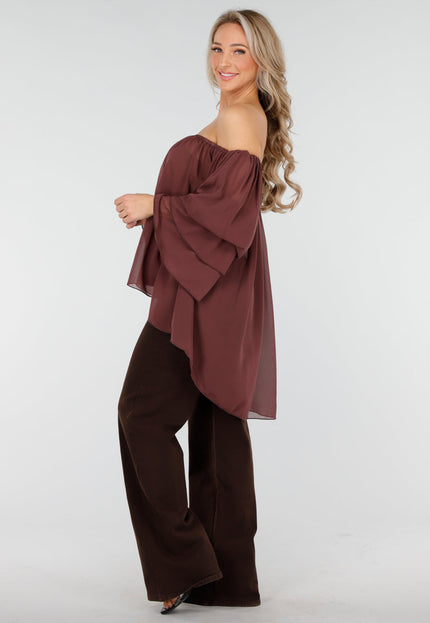 OP=OP.AV.10 Donkerbruine Off Shoulder Blouse