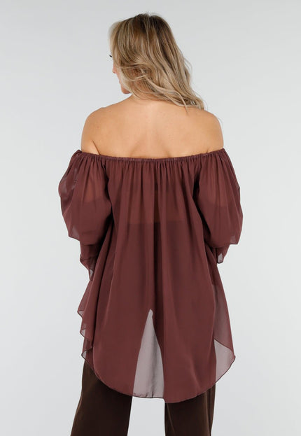 OP=OP.AV.10 Donkerbruine Off Shoulder Blouse