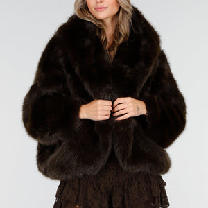 NEW011025 Donkerbruine Oversized Bontjas