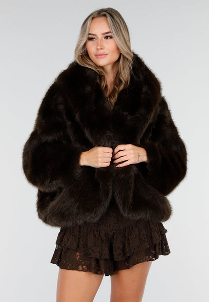 NEW011025 Donkerbruine Oversized Bontjas