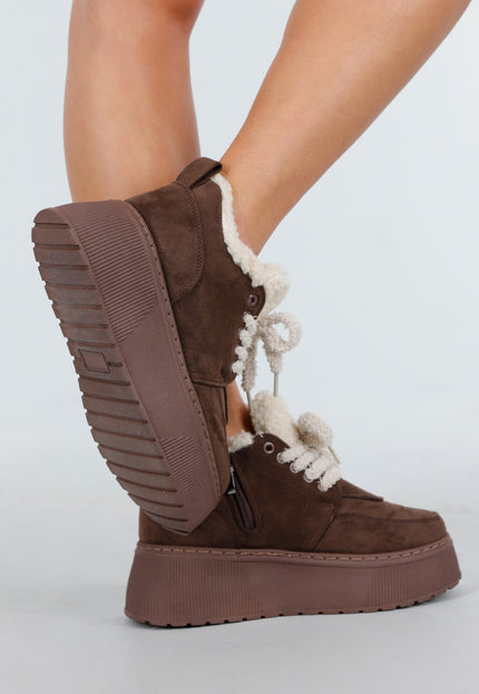 OP=OP.08.NL Donkerbruine Teddy Sneakers