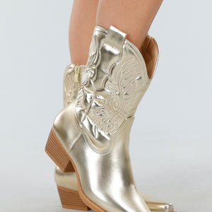 NEW011025 Gouden Cowboylaarzen