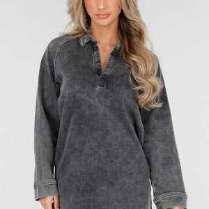 Redial Jeans Grijze Denim Blouse Jurk