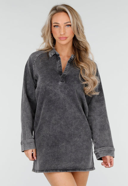 Redial Jeans Grijze Denim Blouse Jurk