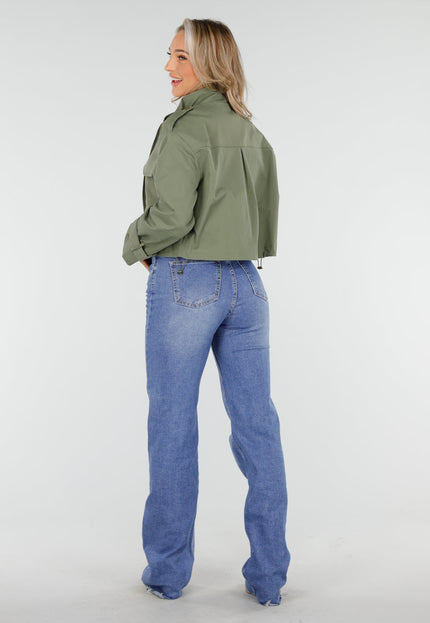 NEW011025 Groene Cropped Utility Jas