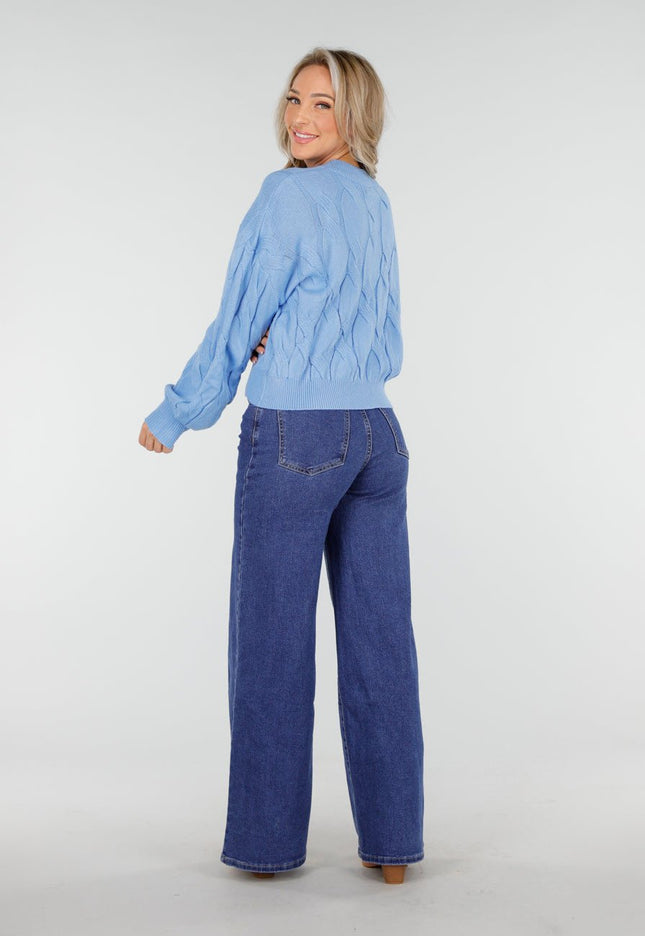 OP=OP.AV.10 Lichtblauwe Kabeltrui