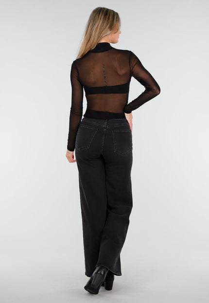 NEW011025 Mesh Crop Top met Kruishals