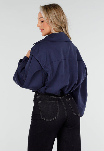 NEW011025 Navy Suède Korte Trenchcoat