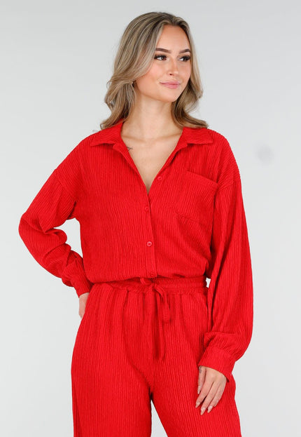 NEW011025 Rode Plissé Two Piece Set