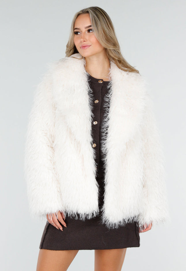 NEW011025 Witte Fluffy Jas