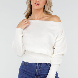 NEW011025 Witte One Shoulder Trui