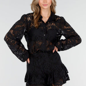 NEW011025 Zwart Kanten Two Piece Set