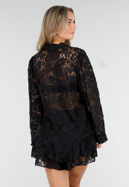 NEW011025 Zwart Kanten Two Piece Set