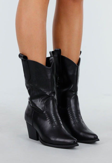 NEW011025 Zwarte Cowboylaarzen met Hak