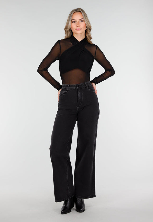 NEW011025 Zwarte Cowboylaarzen met Hak