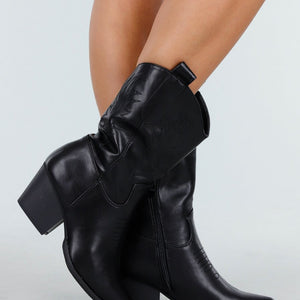 NEW011025 Zwarte Cowboylaarzen met Hak