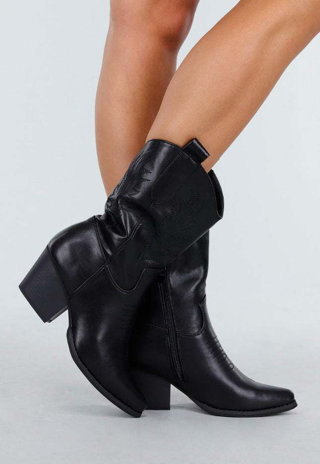 NEW011025 Zwarte Cowboylaarzen met Hak