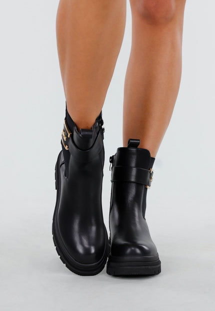 NEW011025 Zwarte Enkelboots met Gesp