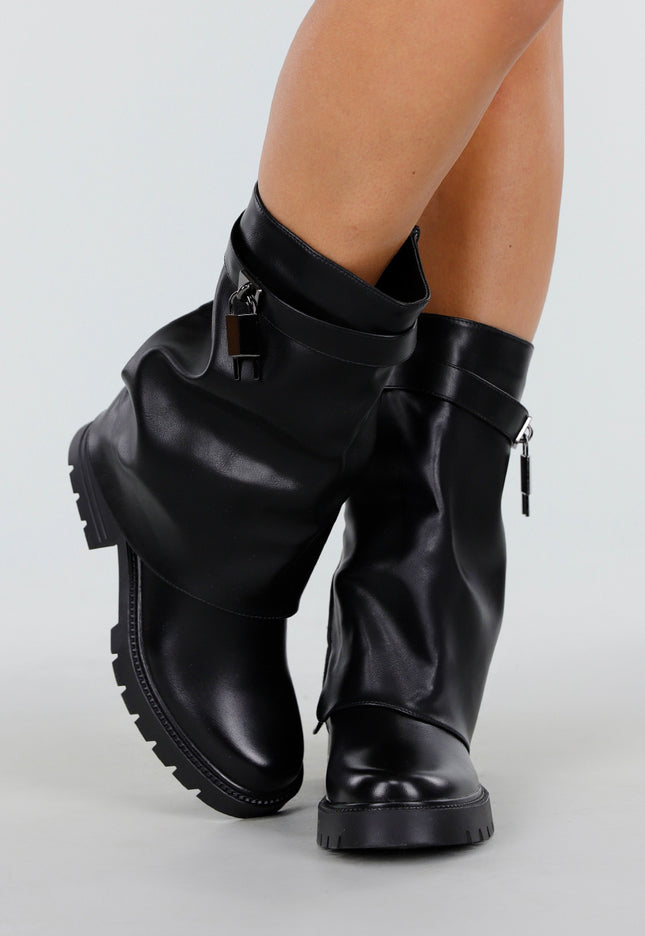 NEW011025 Zwarte Halflange Laarzen