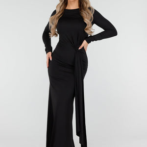 Zwarte Jurk met Strik en Stretch