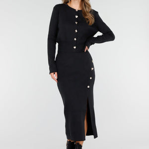 NEW011025 Zwarte Knitted Set