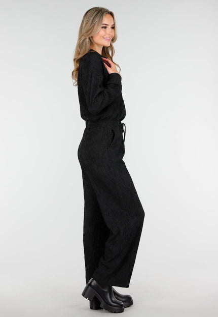 NEW011025 Zwarte Plissé Two Piece Set