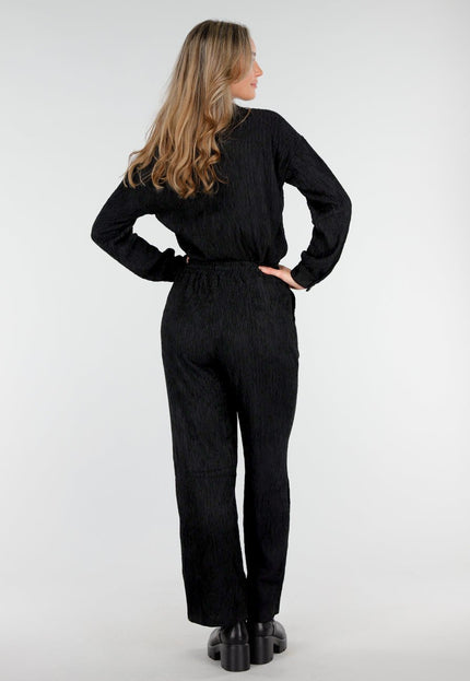 NEW011025 Zwarte Plissé Two Piece Set